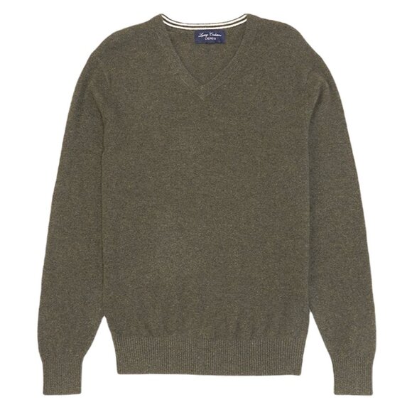 Cremieux Daniel Men’s Small Olive 100% Cashmere Luxury V-Neck Pullover Sweater - Picture 4 of 6